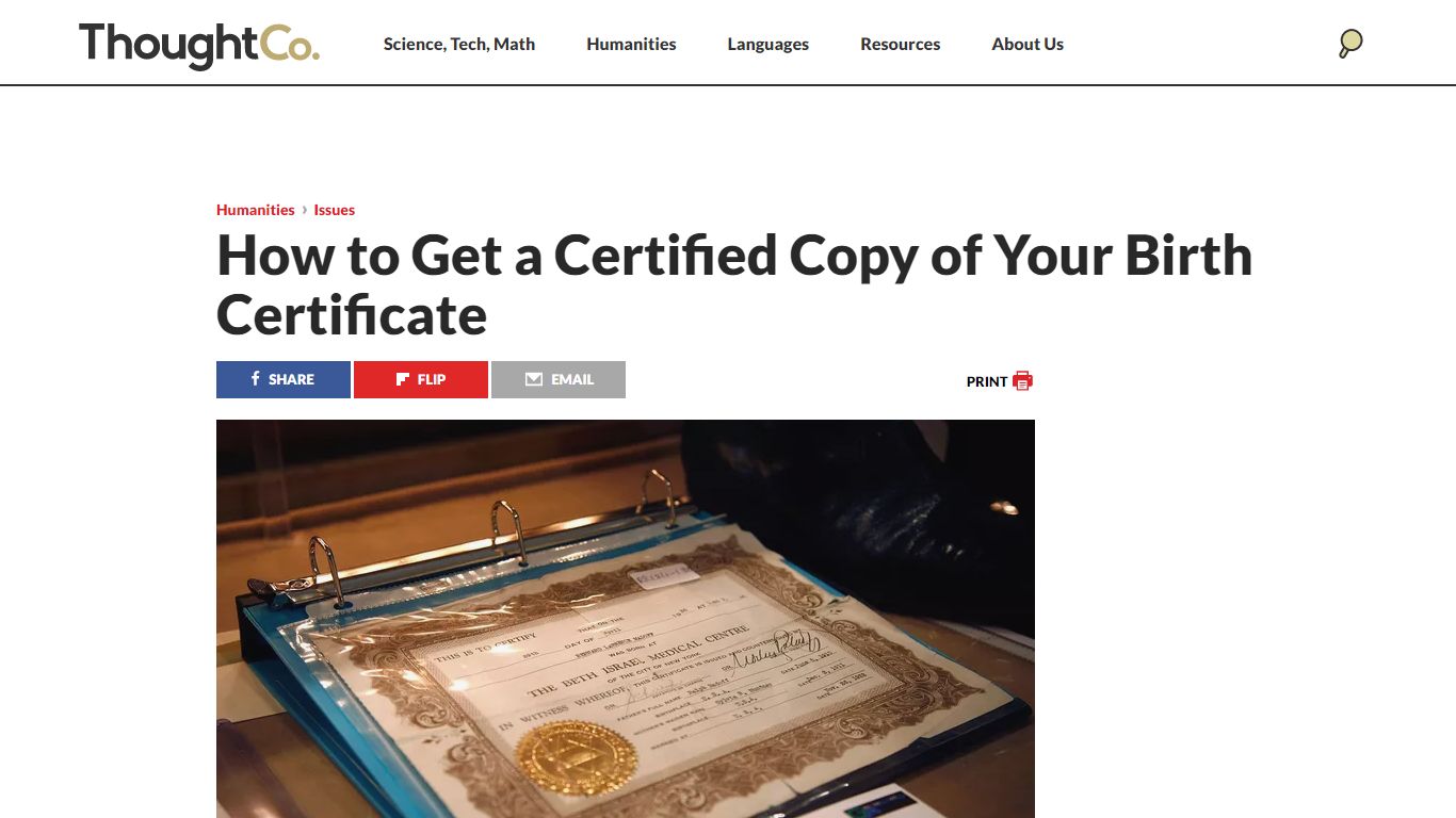 Get a Certified Copy of Your Birth Certificate - ThoughtCo